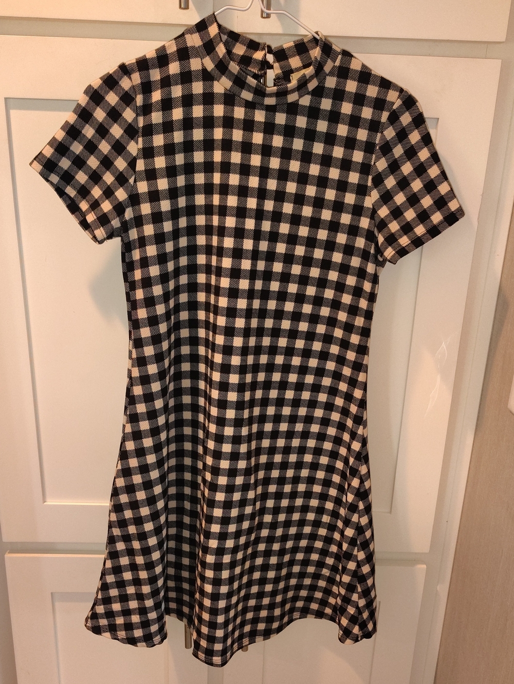 enough about me... Black and Cream Checkered Short Sleeve Dress